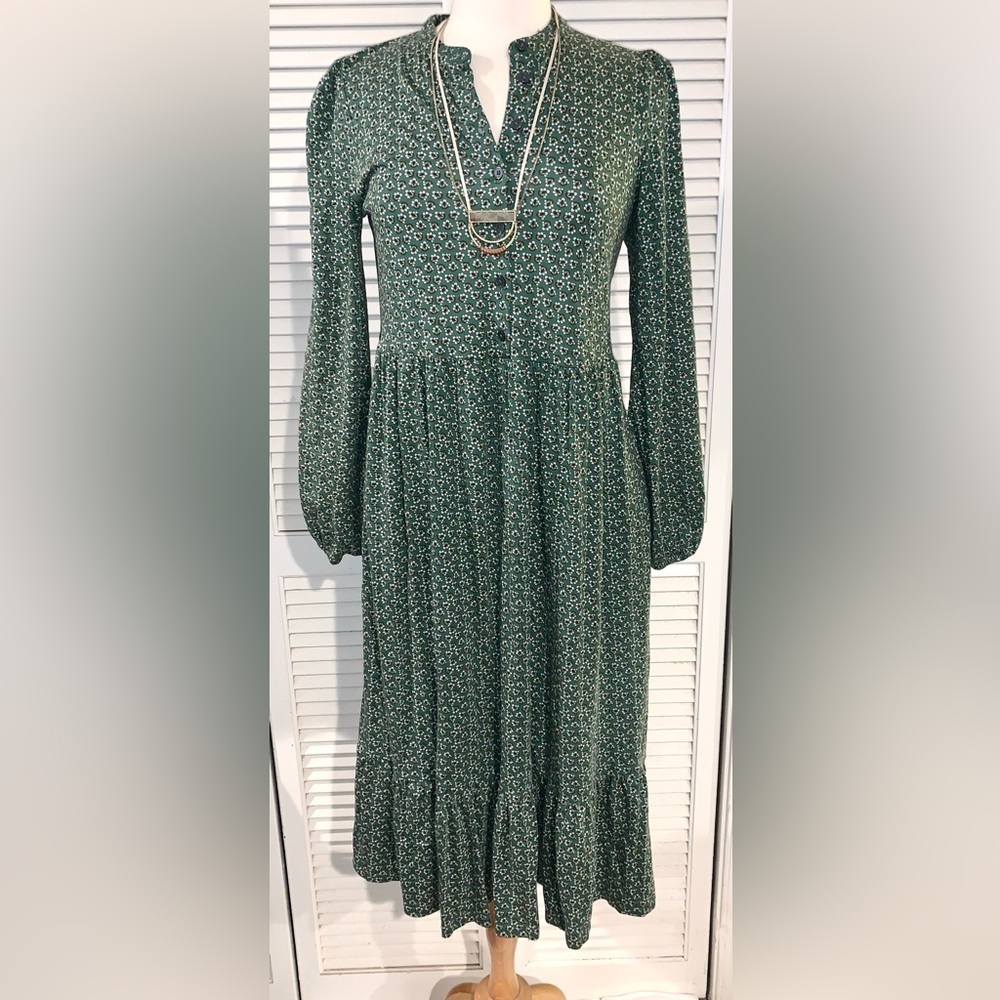 Boden Buttoned Jersey Midi Long Sleeve Dress with pockets green Women’s size 8 - Picture 4 of 11